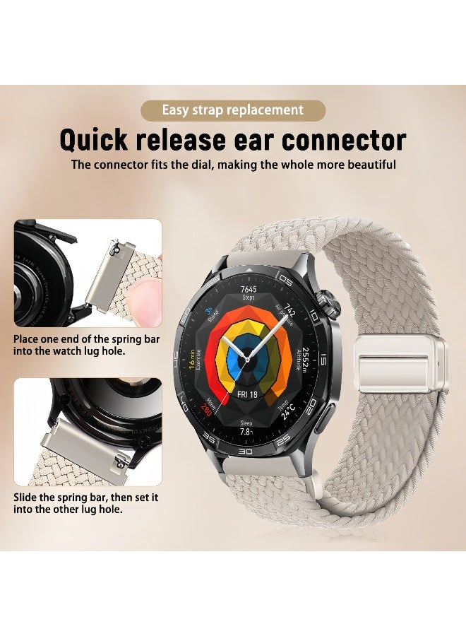 ChicVibe 22mm Nylon Strap for Huawei Watch GT6 Pro/GT6/GT5 Pro/GT5/GT4/GT3 46mm, Magnetic Buckle Sport Nylon Replacement Band for Huawei Watch Ultimate 2/4Pro 48mm/5/4/3Pro 46mm, Starlight - Image 5
